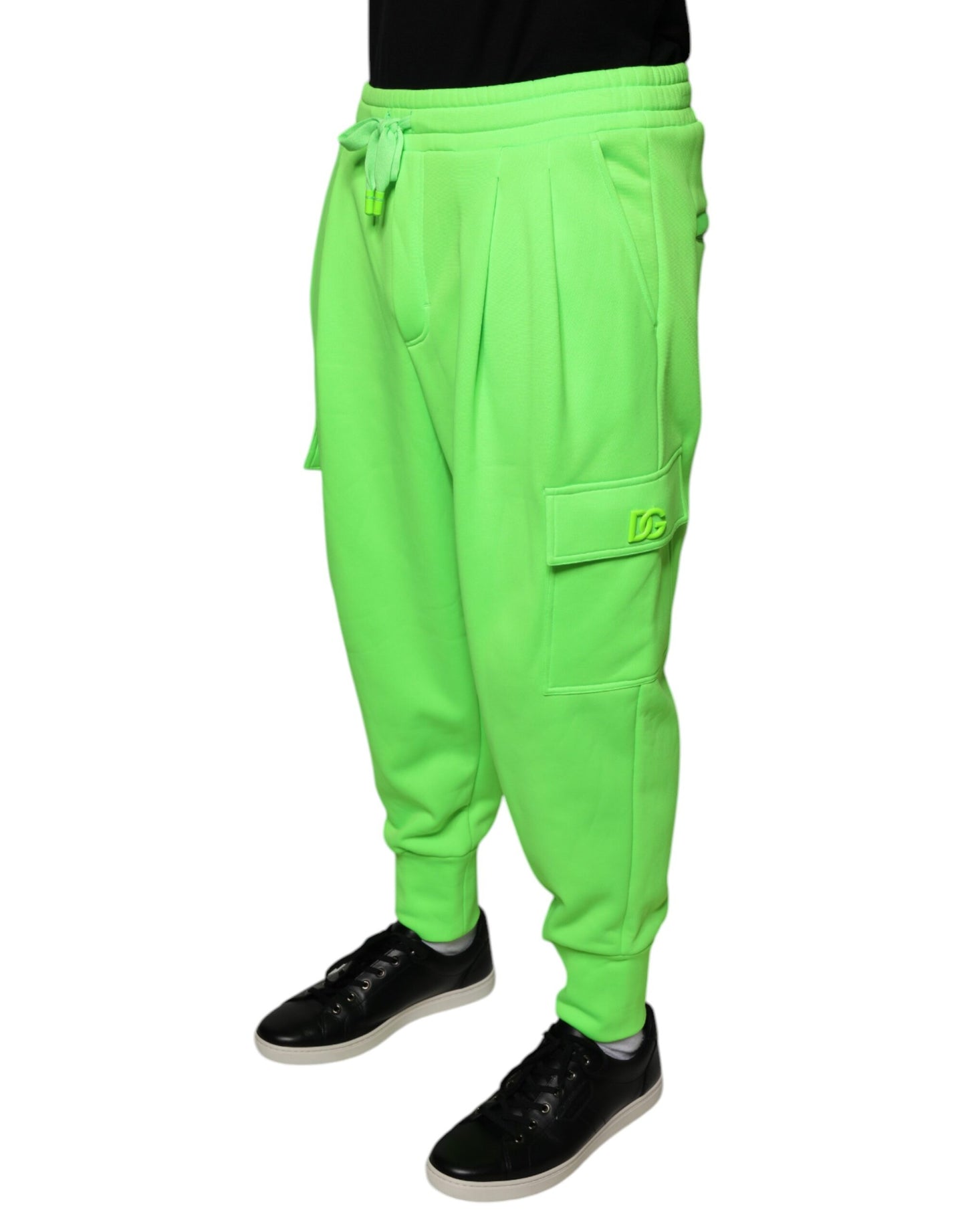 Dolce &amp; Gabbana Neon Green Polyester Cargo Jogger Sweatpants Штани