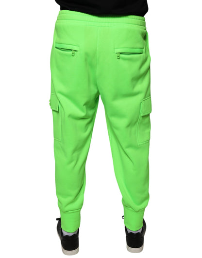 Dolce &amp; Gabbana Neon Green Polyester Cargo Jogger Sweatpants Штани