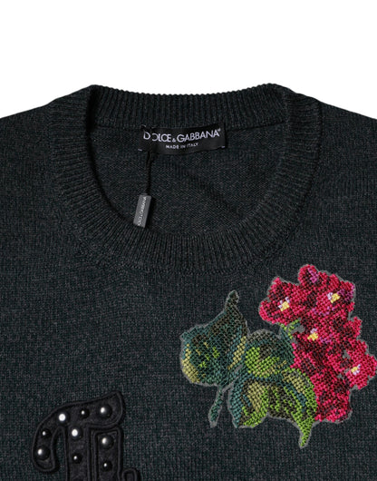 Сірий пуловер із круглим вирізом Dolce &amp; Gabbana