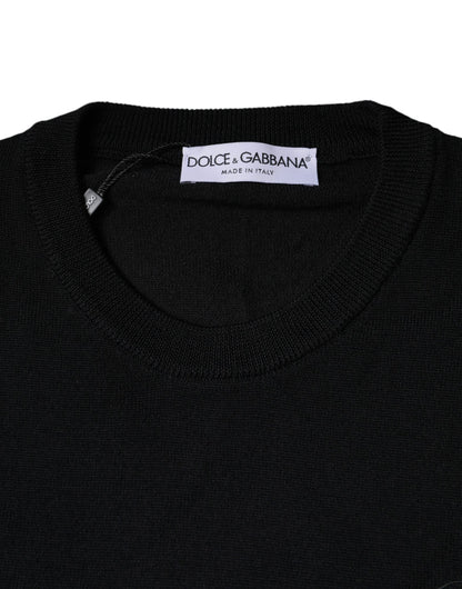 Чорний вовняний светр з круглим вирізом Dolce &amp; Gabbana