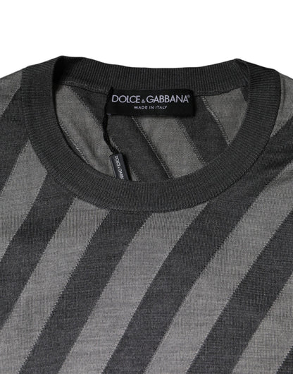 Пуловер Dolce &amp; Gabbana в сіру смужку з довгим рукавом і круглим вирізом