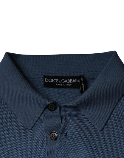 Небесно-блакитний чоловічий пуловер із шовковим коміром Dolce &amp; Gabbana