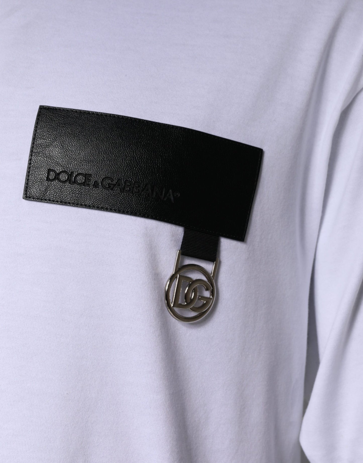 Бавовняна футболка Dolce &amp; Gabbana з нашивкою з круглим вирізом і логотипом