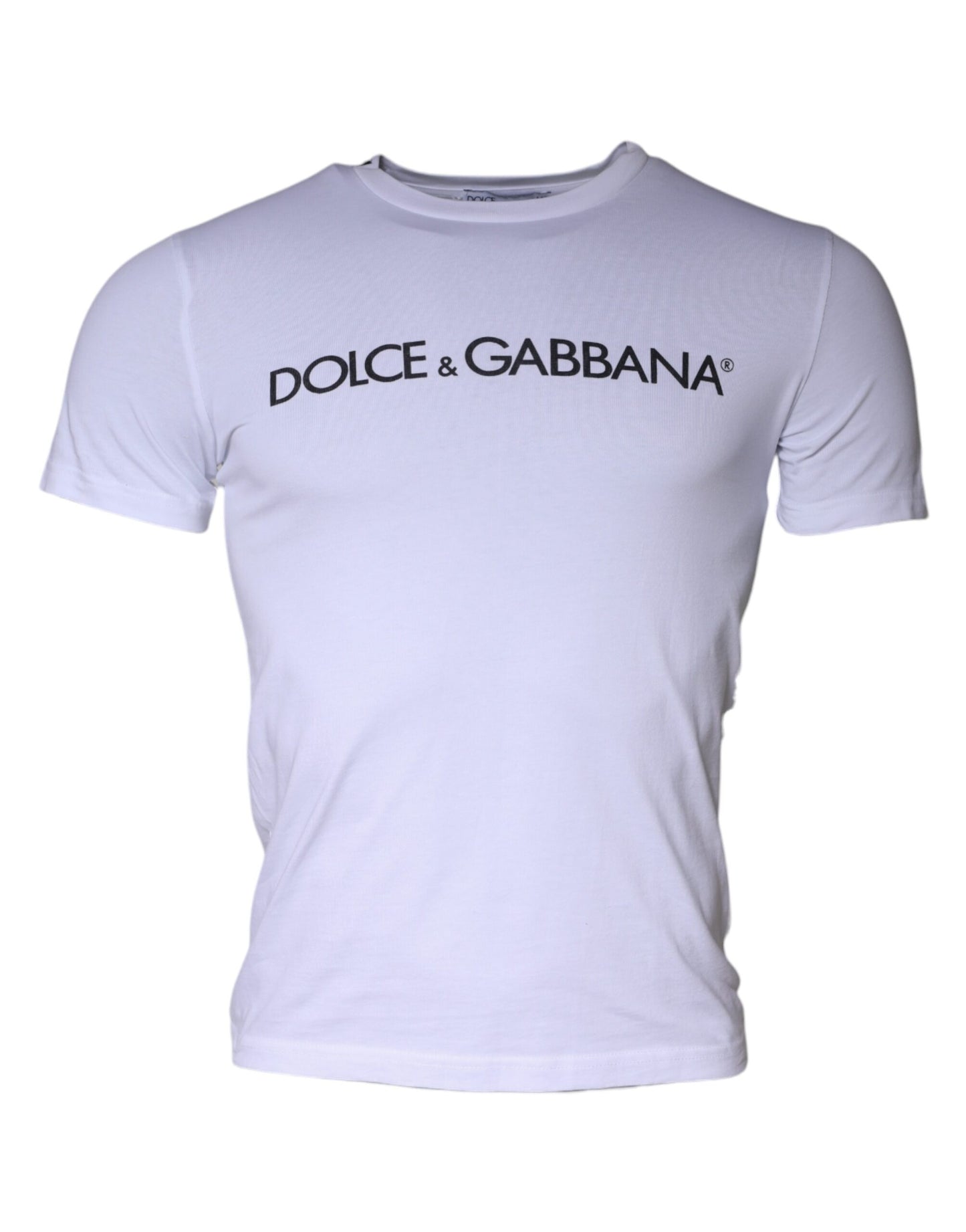 Бавовняна футболка з круглим вирізом із принтом білого логотипу Dolce &amp; Gabbana