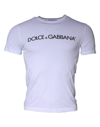 Бавовняна футболка з круглим вирізом із принтом білого логотипу Dolce &amp; Gabbana