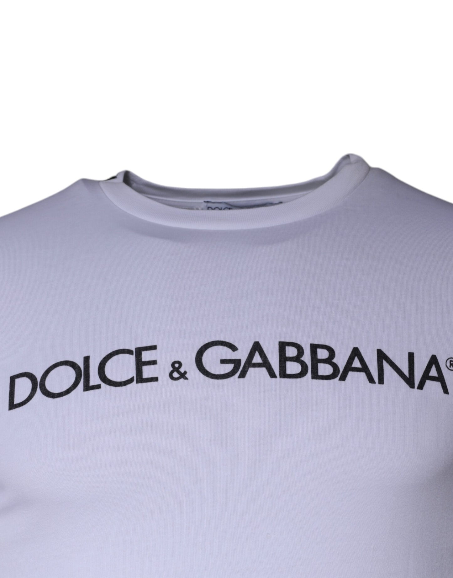 Бавовняна футболка з круглим вирізом із принтом білого логотипу Dolce &amp; Gabbana