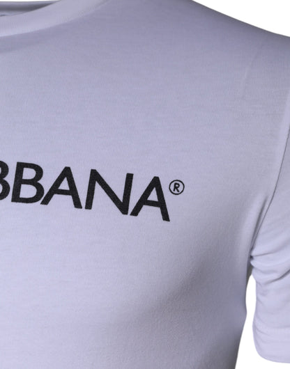 Бавовняна футболка з круглим вирізом із принтом білого логотипу Dolce &amp; Gabbana