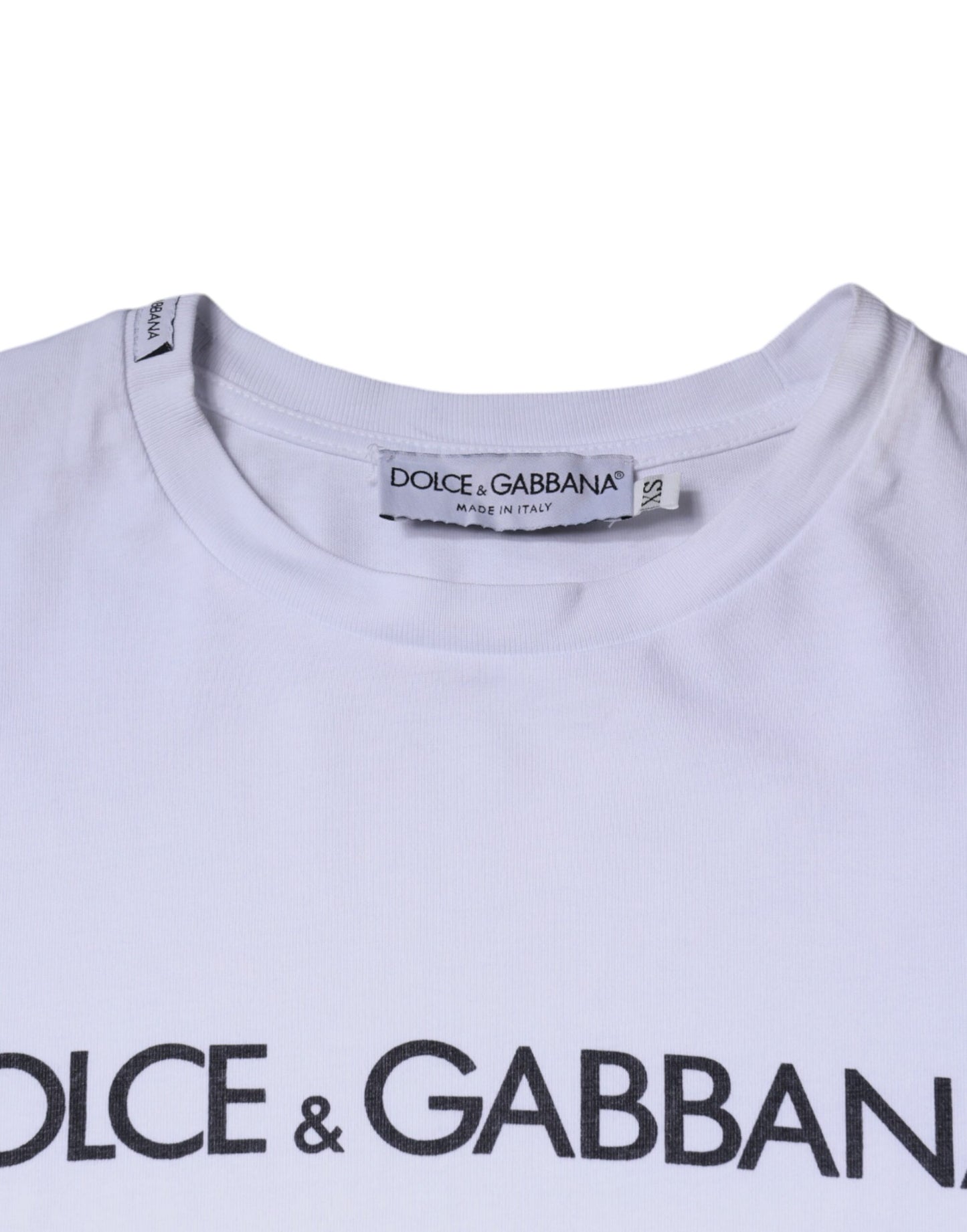 Бавовняна футболка з круглим вирізом із принтом білого логотипу Dolce &amp; Gabbana