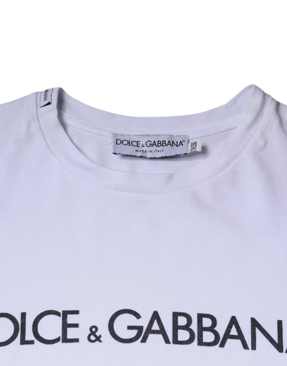 Бавовняна футболка з круглим вирізом із принтом білого логотипу Dolce &amp; Gabbana