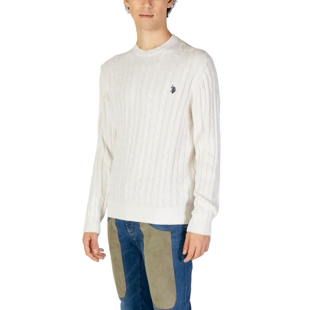 US POLO ASSN. Білий бавовняний светр