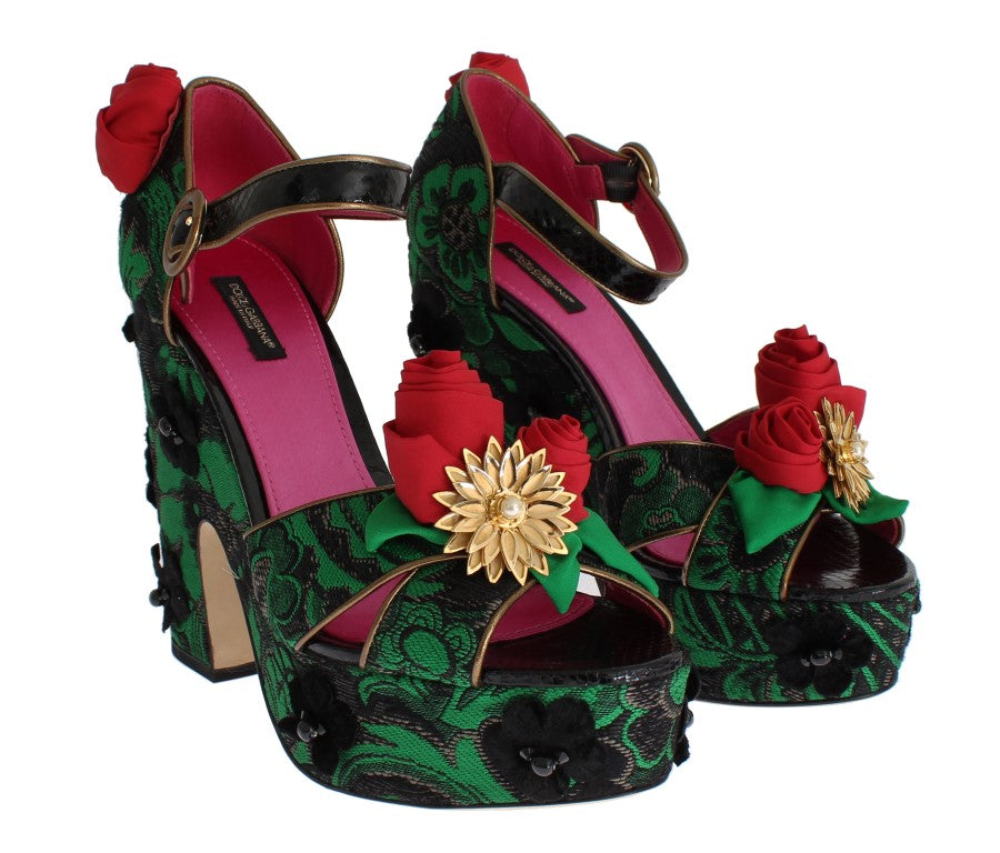 Туфлі на танкетці Dolce &amp; Gabbana Enchanted Sicily Crystal Brocade