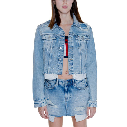 Світло-блакитні куртки та пальто з переробленої бавовни Tommy Hilfiger Jeans