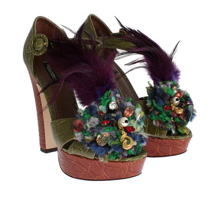 Багатобарвні босоніжки на платформі з кристалами Dolce &amp; Gabbana