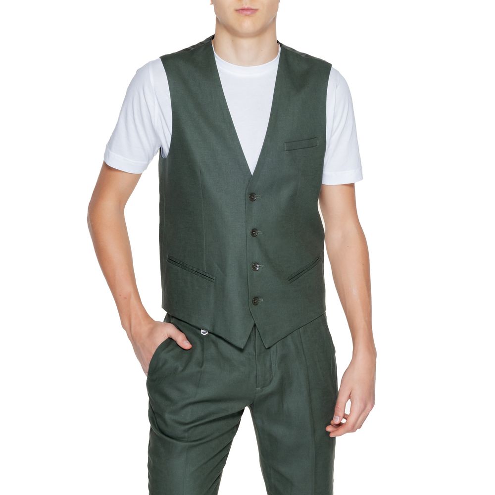 Зелений лляний жилет Antony Morato