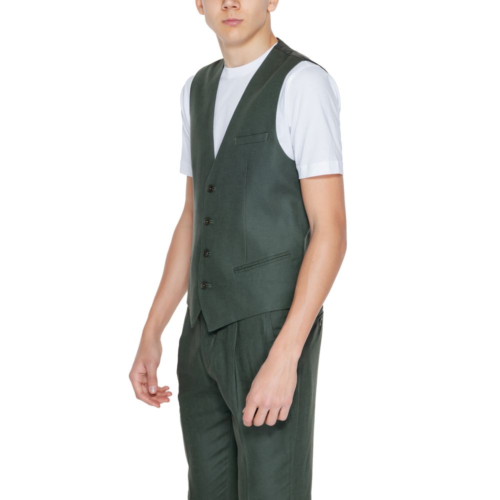 Зелений лляний жилет Antony Morato