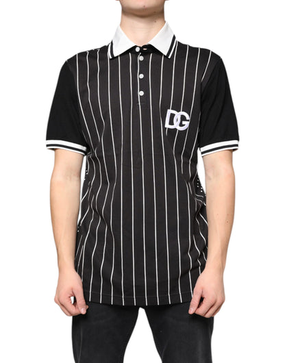 Футболка поло Dolce &amp; Gabbana Black White Stripes з коміром