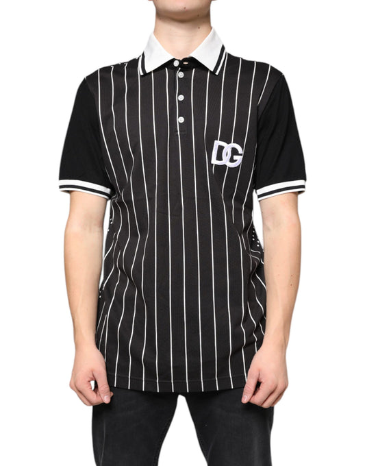 Футболка поло Dolce &amp; Gabbana Black White Stripes з коміром