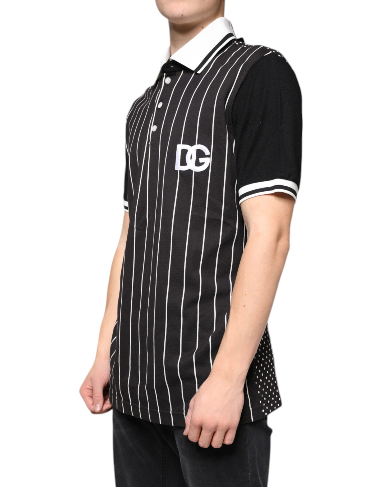 Футболка поло Dolce &amp; Gabbana Black White Stripes з коміром