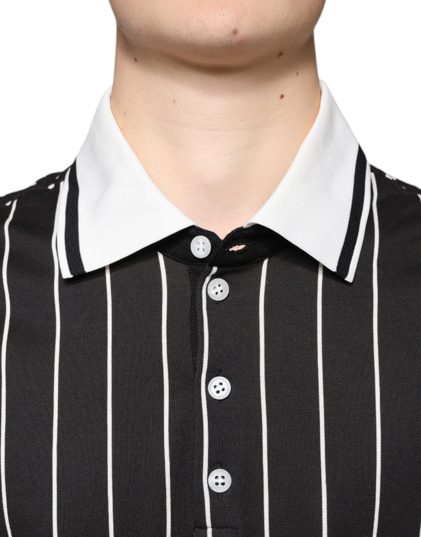 Футболка поло Dolce &amp; Gabbana Black White Stripes з коміром