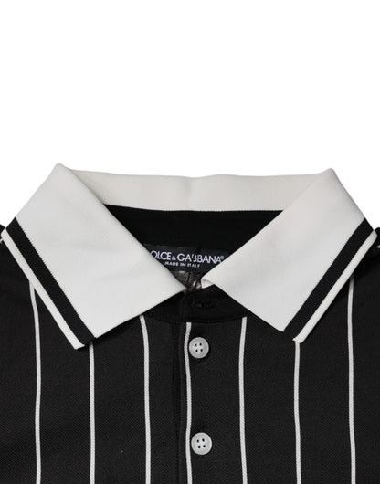 Футболка поло Dolce &amp; Gabbana Black White Stripes з коміром