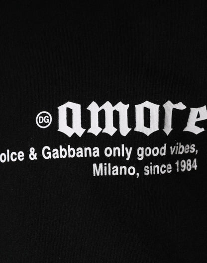 Бавовняна футболка з круглим вирізом із принтом Dolce &amp; Gabbana Black Amore