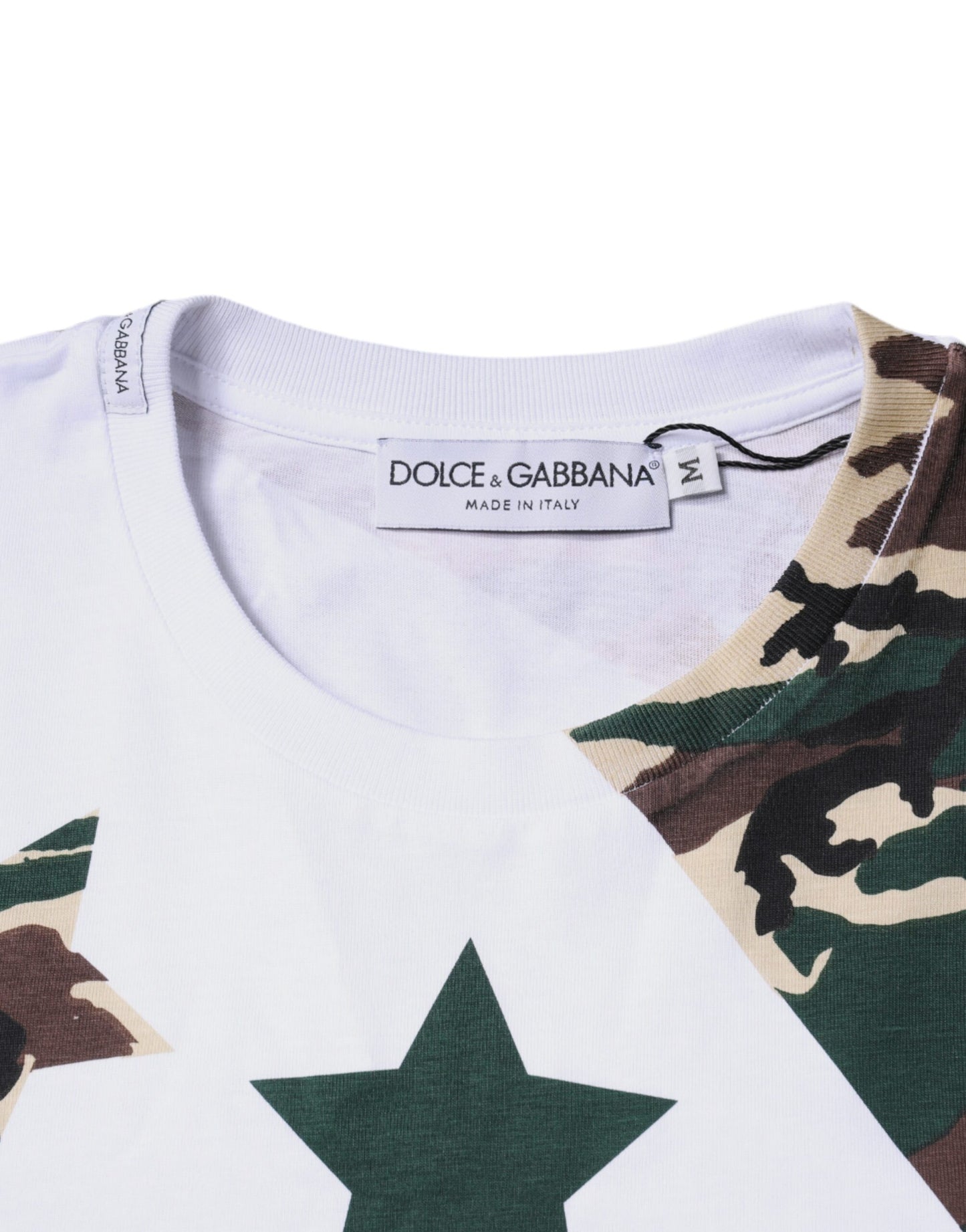 Біла камуфляжна футболка з круглим вирізом із зірками Dolce &amp; Gabbana