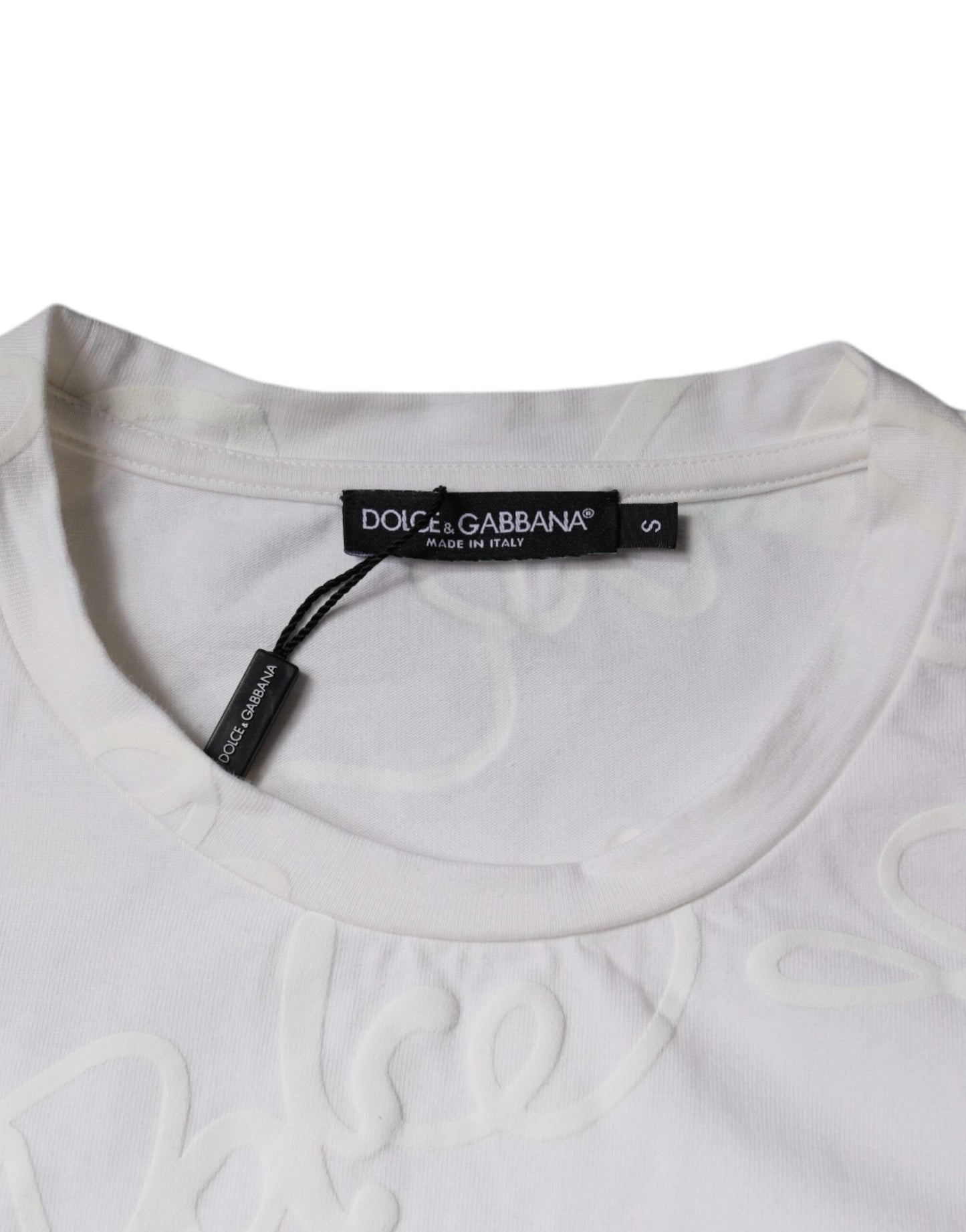 Бавовняна футболка з круглим вирізом із принтом білого логотипу Dolce &amp; Gabbana