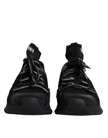 Dolce &amp; Gabbana Black Sorrento Logo Чоловічі кросівки Шкарпетки Взуття