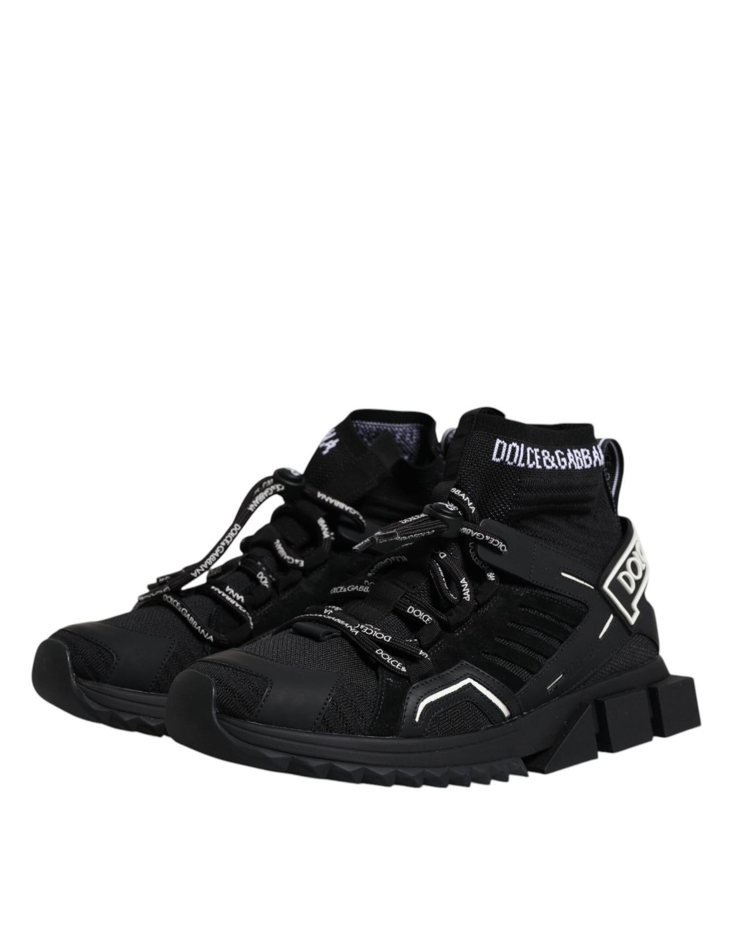 Dolce &amp; Gabbana Black Sorrento Logo Чоловічі кросівки Шкарпетки Взуття