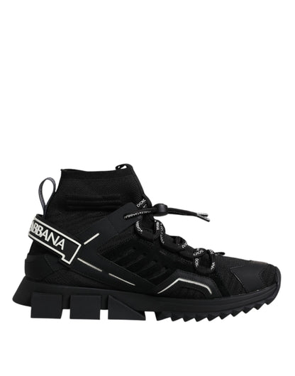 Dolce &amp; Gabbana Black Sorrento Logo Чоловічі кросівки Шкарпетки Взуття