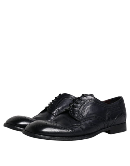 Сині шкіряні туфлі дербі Wingtip від Dolce &amp; Gabbana