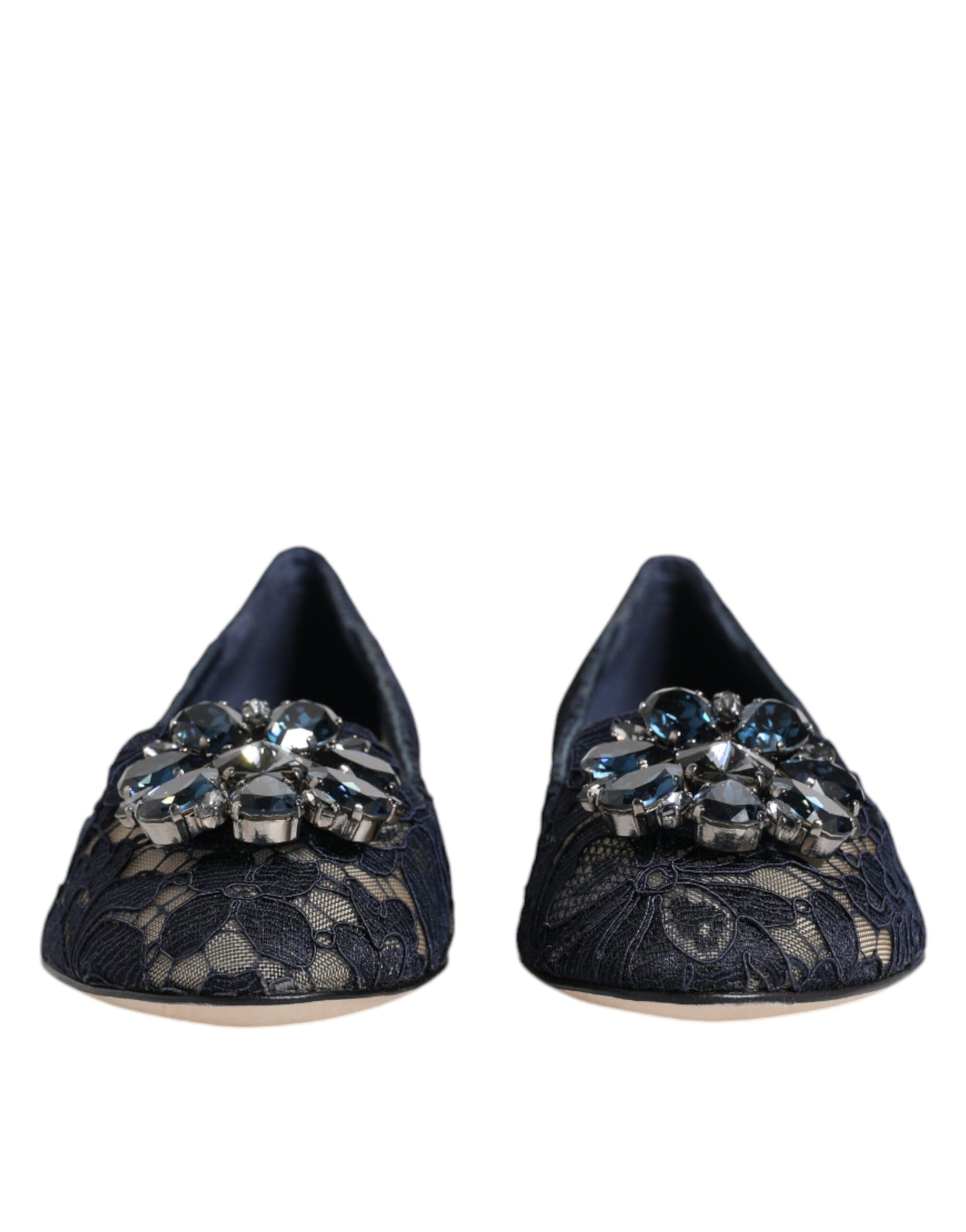 Черевики на підошві Dolce &amp; Gabbana Blue Taormina Lace Crystals