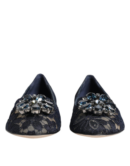 Черевики на підошві Dolce &amp; Gabbana Blue Taormina Lace Crystals