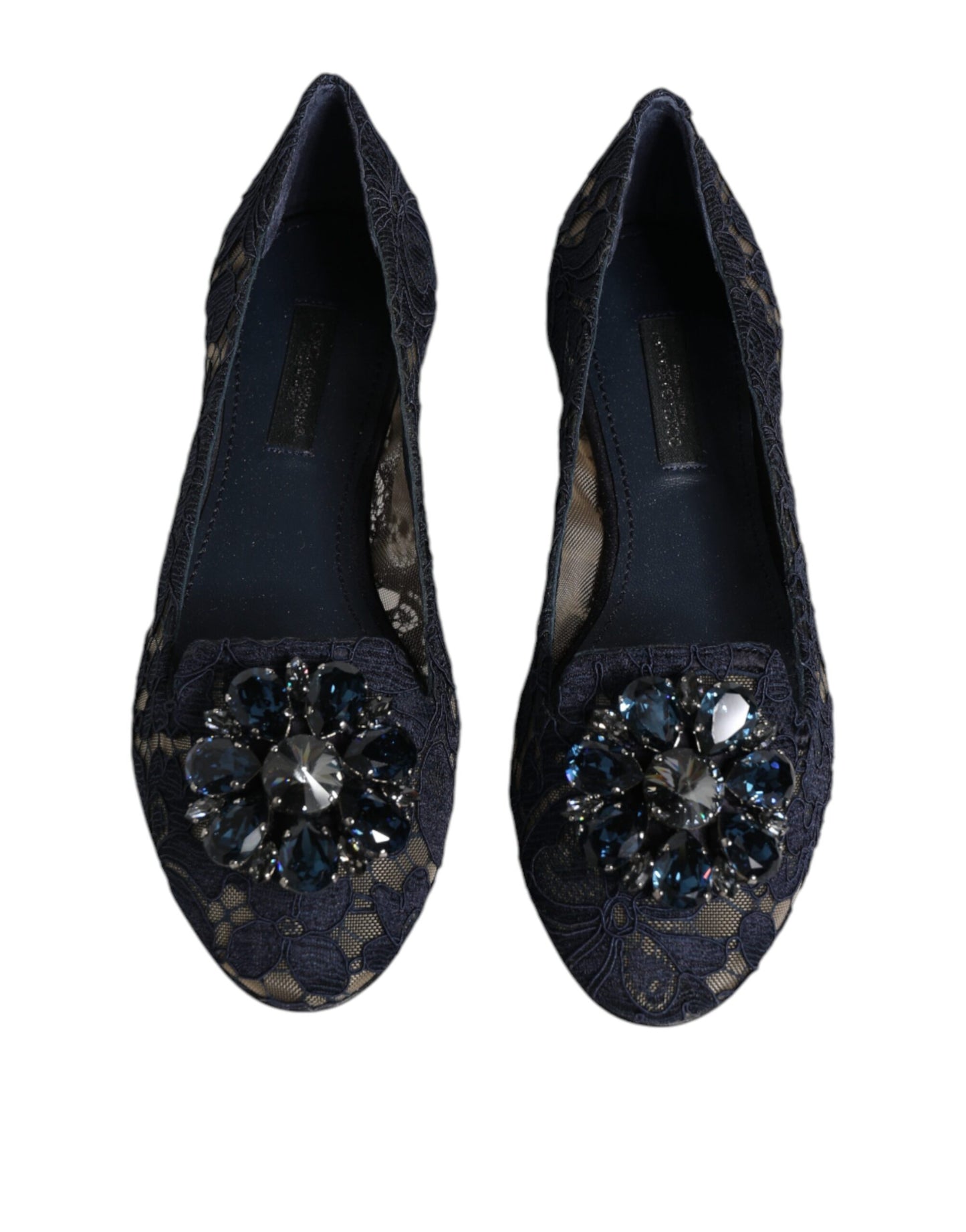 Черевики на підошві Dolce &amp; Gabbana Blue Taormina Lace Crystals