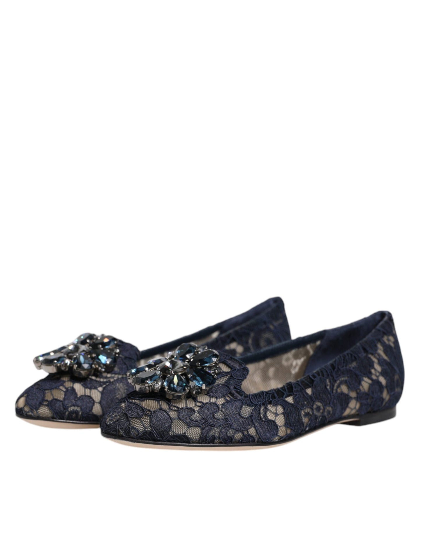 Черевики на підошві Dolce &amp; Gabbana Blue Taormina Lace Crystals