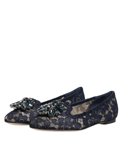 Черевики на підошві Dolce &amp; Gabbana Blue Taormina Lace Crystals
