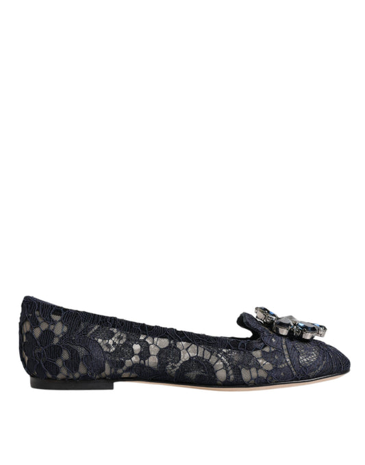 Черевики на підошві Dolce &amp; Gabbana Blue Taormina Lace Crystals