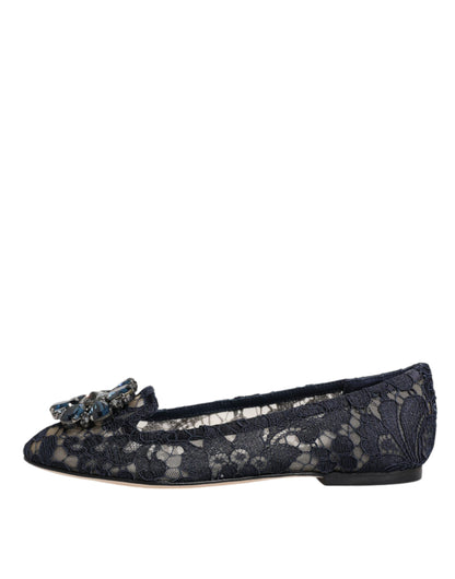 Черевики на підошві Dolce &amp; Gabbana Blue Taormina Lace Crystals