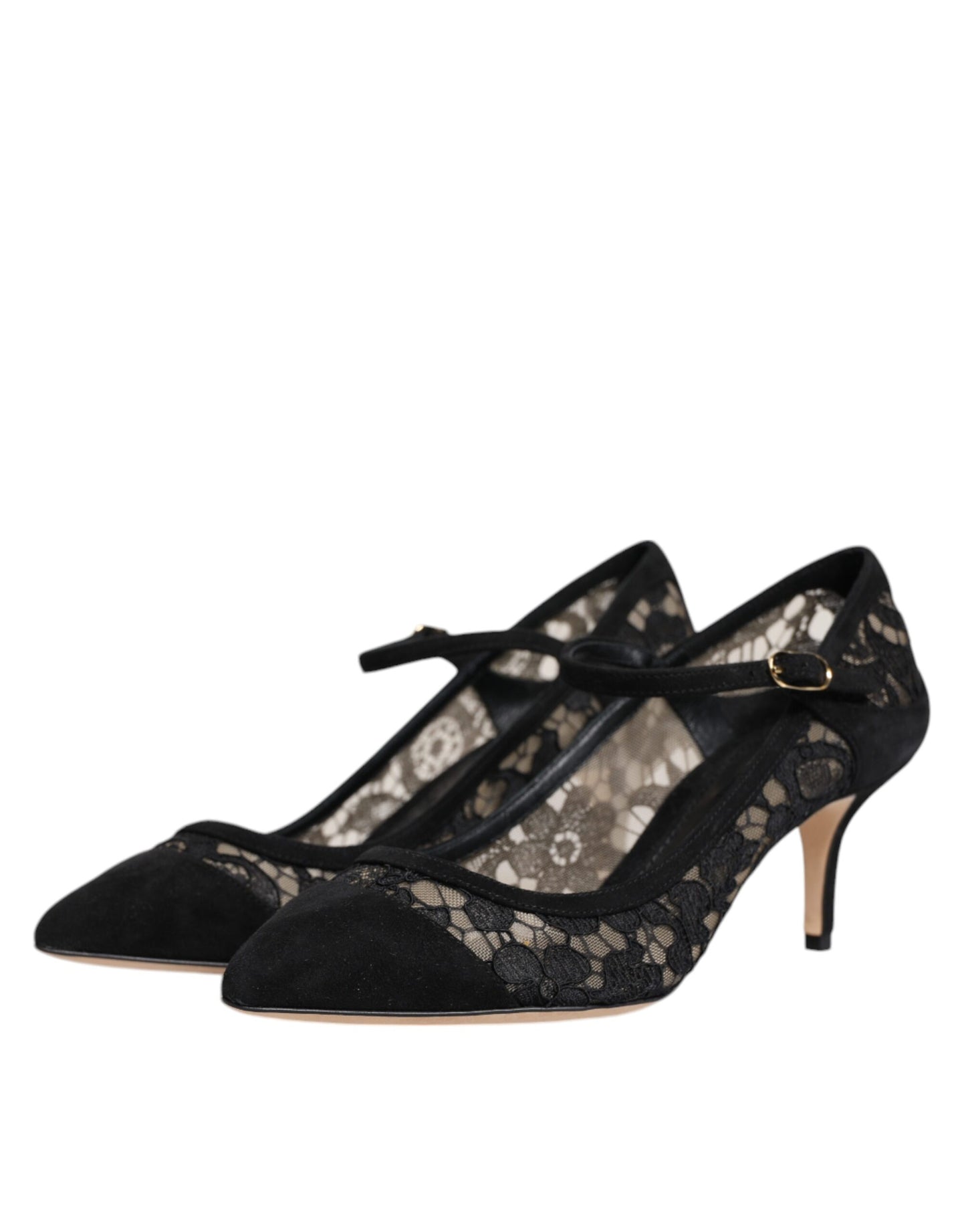 Туфлі-човники з мереживом Dolce &amp; Gabbana Black Mary Jane Taormina