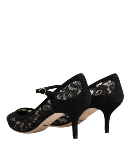 Туфлі-човники з мереживом Dolce &amp; Gabbana Black Mary Jane Taormina
