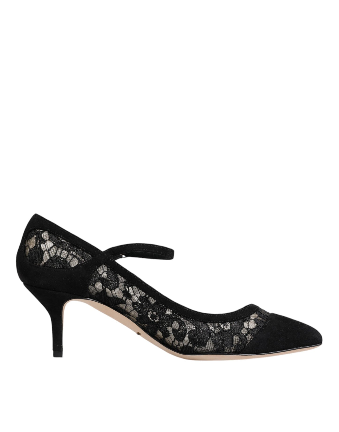 Туфлі-човники з мереживом Dolce &amp; Gabbana Black Mary Jane Taormina