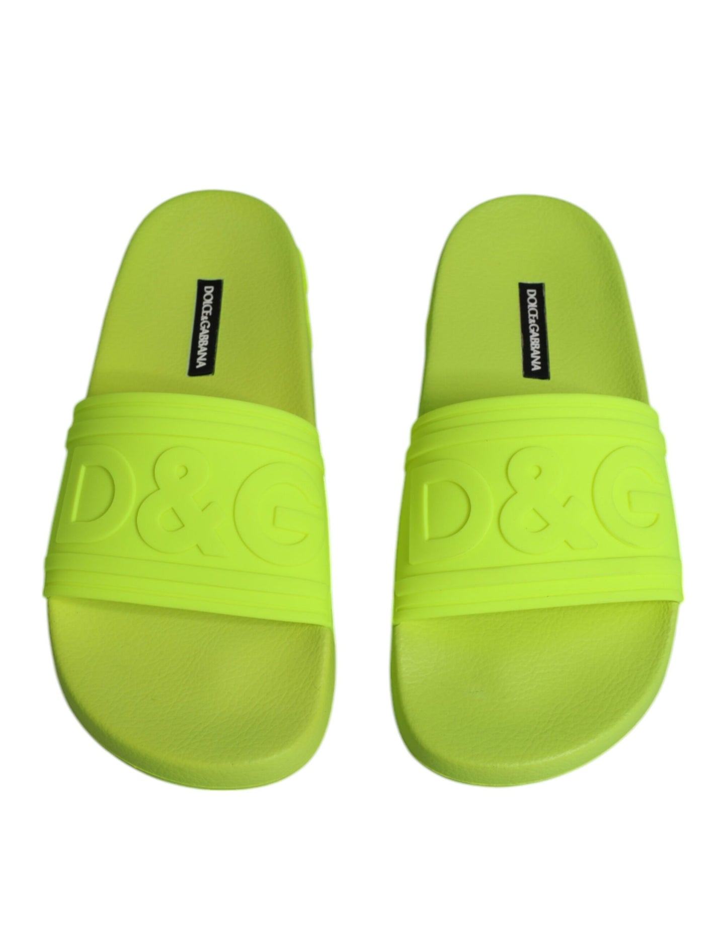 Dolce &amp; Gabbana Green Rubber Slides Сандалі Пляжний одяг Взуття