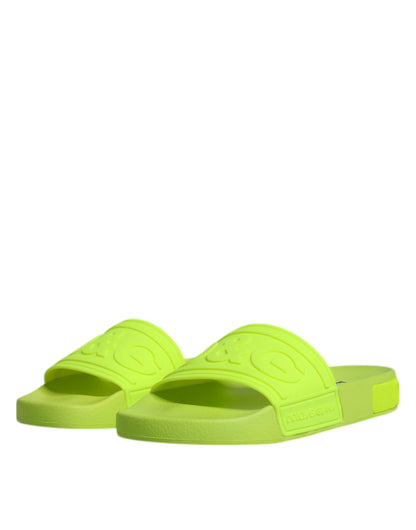 Dolce &amp; Gabbana Green Rubber Slides Сандалі Пляжний одяг Взуття