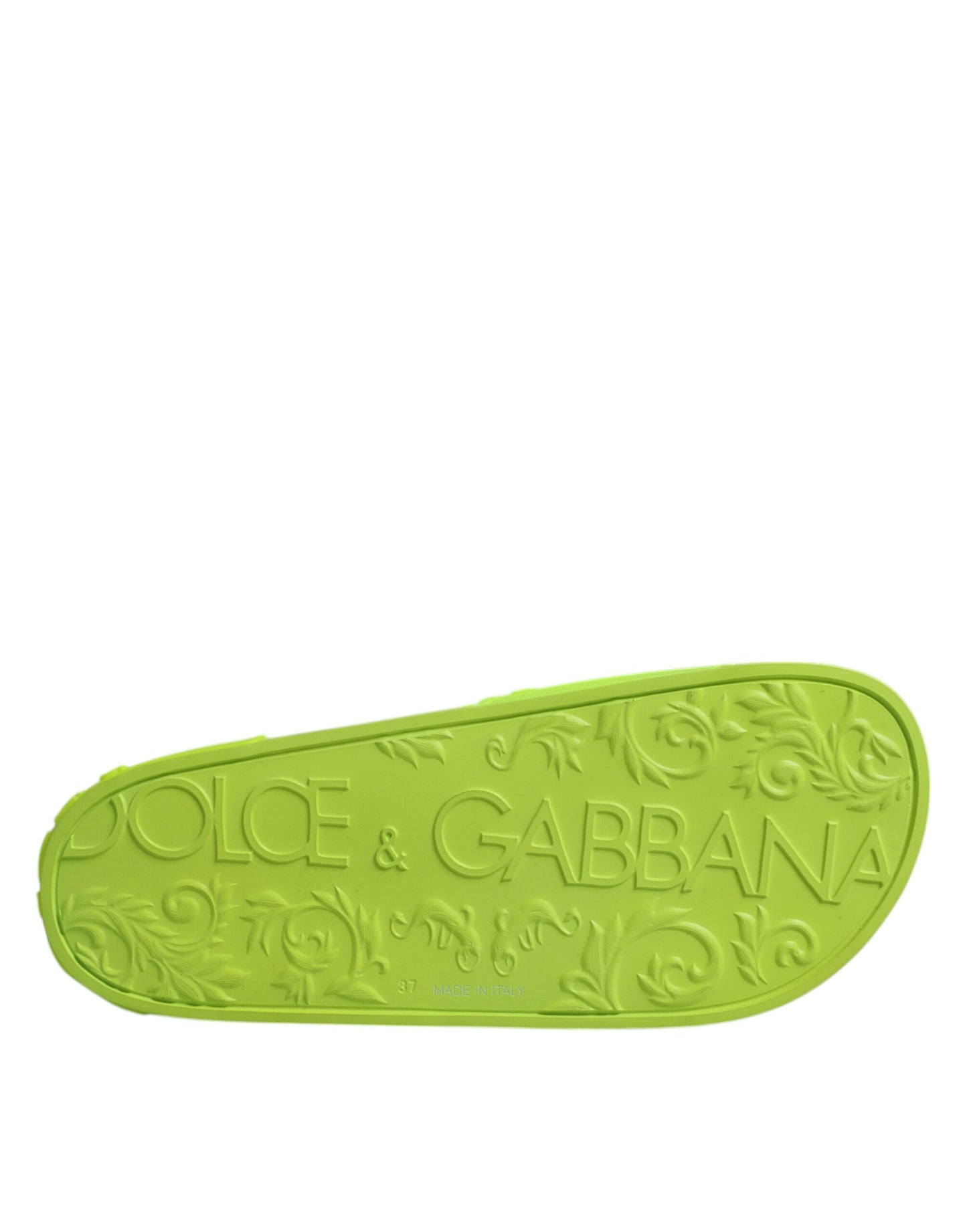 Dolce &amp; Gabbana Green Rubber Slides Сандалі Пляжний одяг Взуття