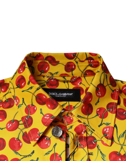 Dolce &amp; Gabbana Жовта вишнева чоловіча повсякденна сорочка на гудзиках