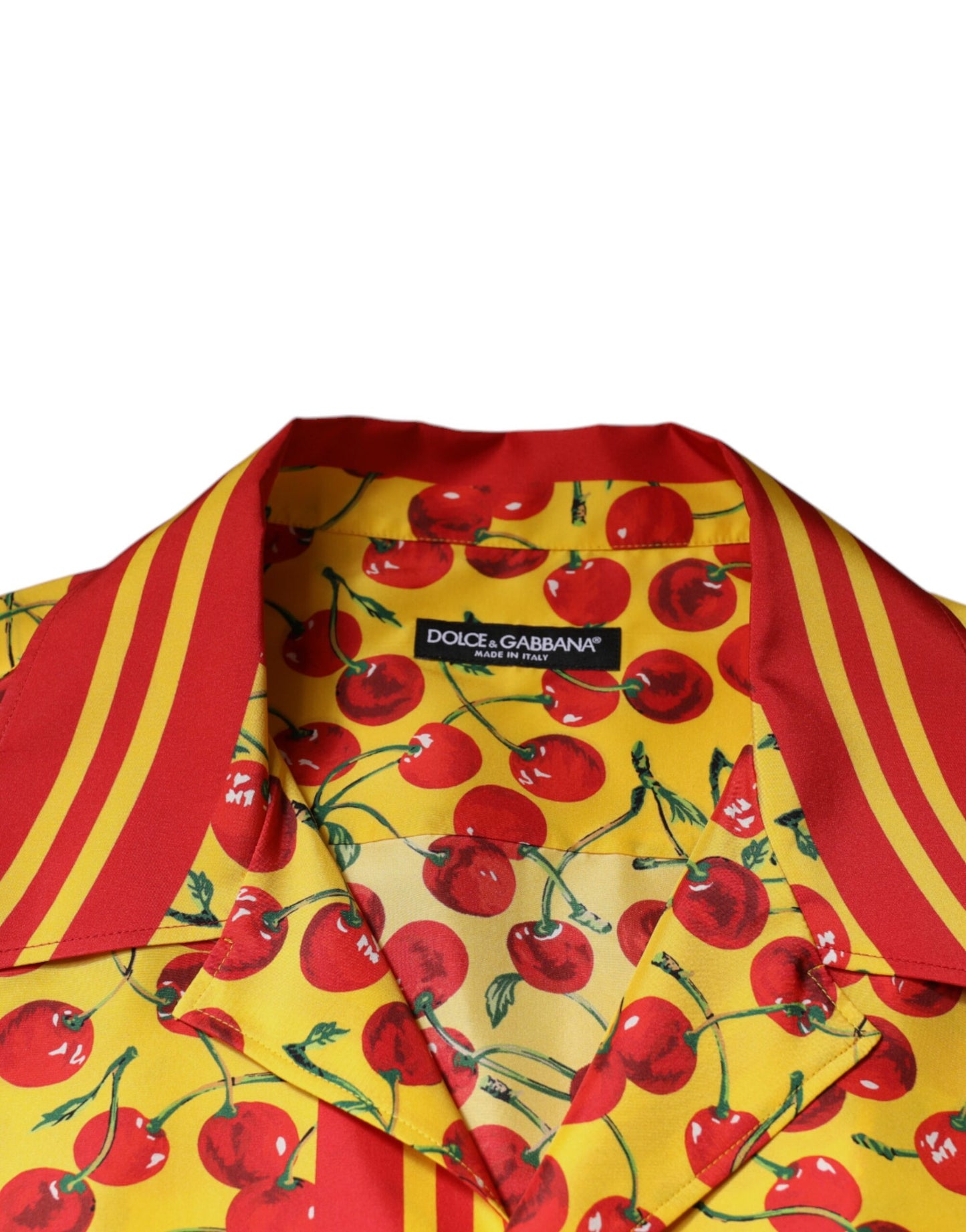Dolce &amp; Gabbana Жовта вишнева шовкова повсякденна сорочка на гудзиках