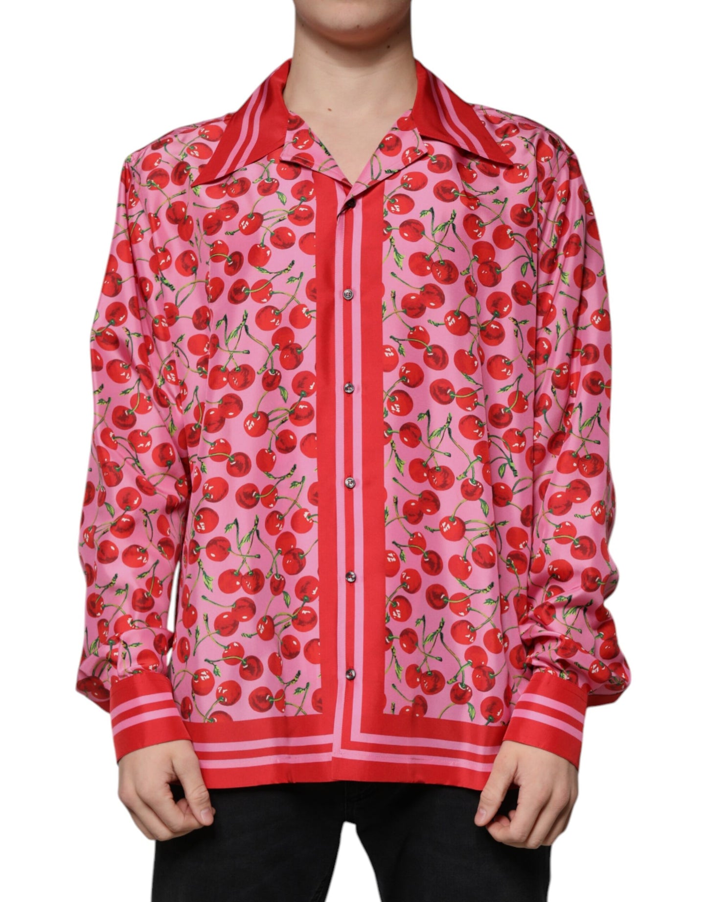 Шовкова повсякденна сорочка Dolce &amp; Gabbana Pink Cherry