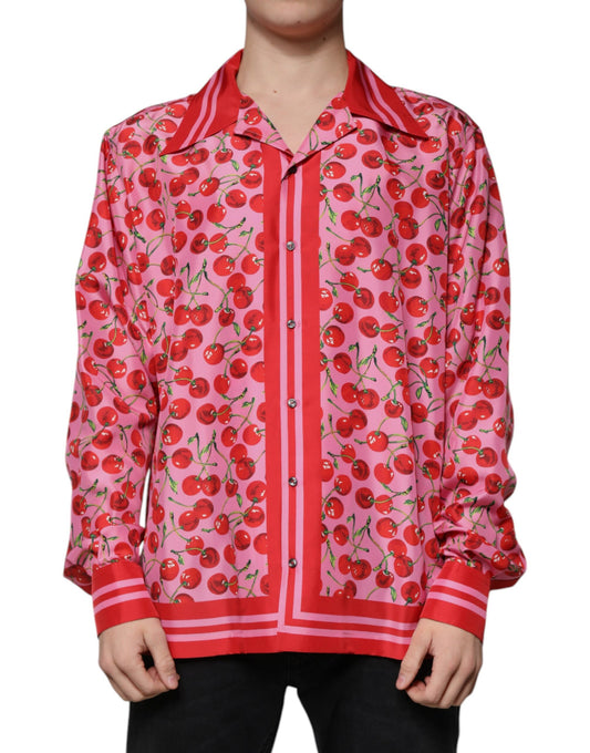 Шовкова повсякденна сорочка Dolce &amp; Gabbana Pink Cherry