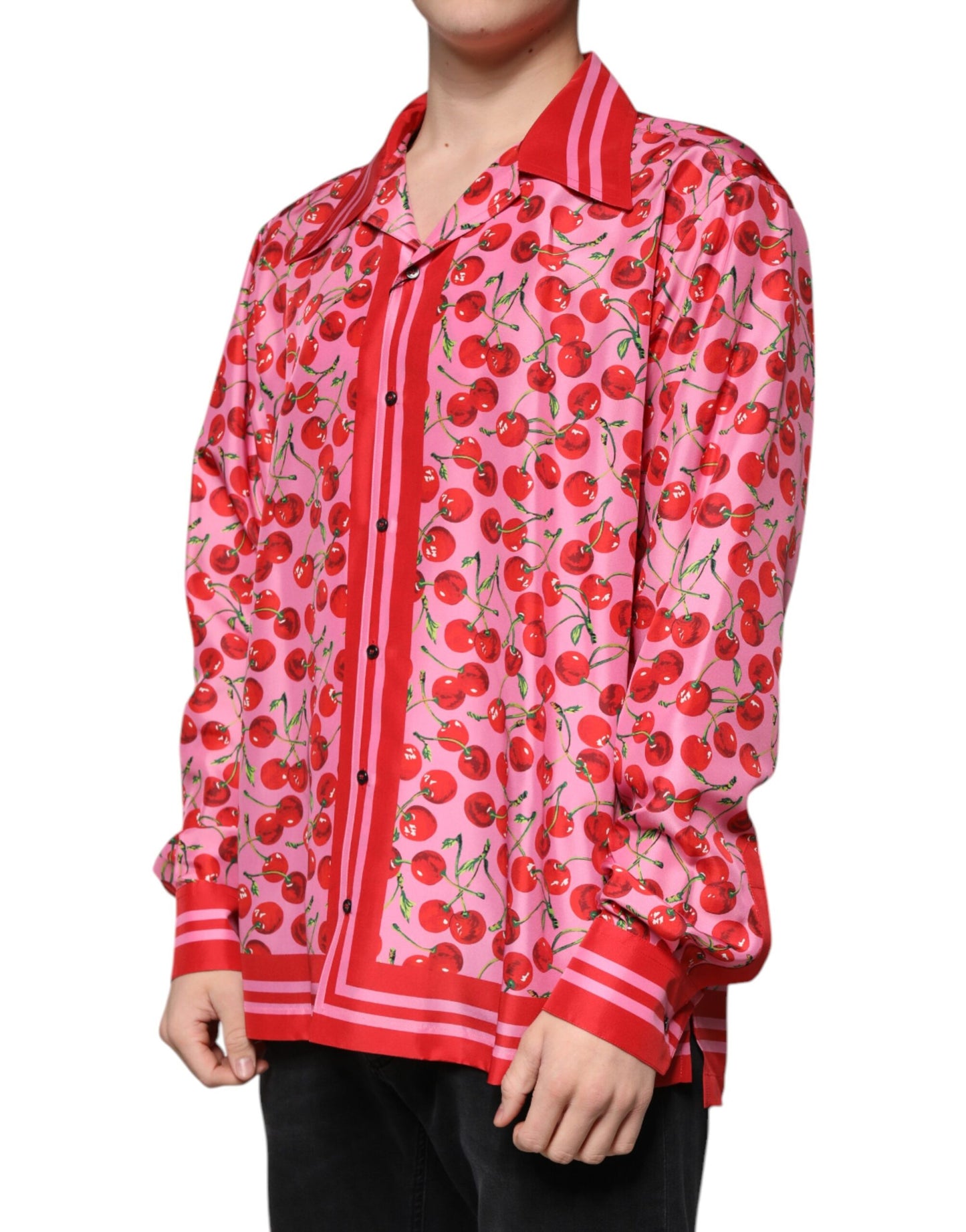 Шовкова повсякденна сорочка Dolce &amp; Gabbana Pink Cherry