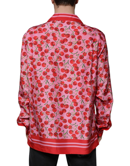 Шовкова повсякденна сорочка Dolce &amp; Gabbana Pink Cherry